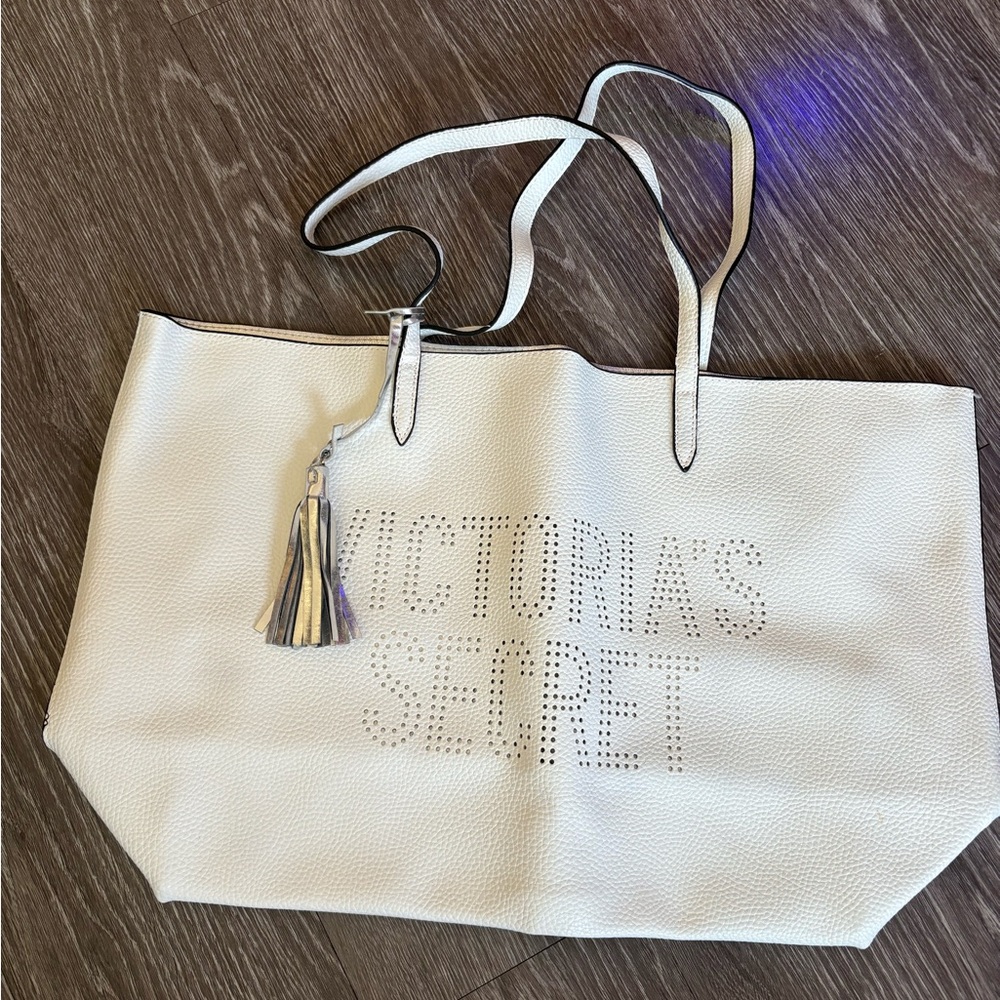 Victoria's Secret White Tote with Tassel Accent